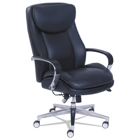 LA-Z-BOY Commercial 2000 High-Back Exec Chair w/Lumbar Support, Black/Silver 48957